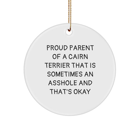 Cairn Terrier Dog Christmas Unique Gifts for Family Members, Proud Parent Quotes, Funny Circle Ornament, Gifts from Friends and Family - Image 1