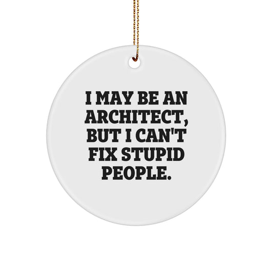 Funny Architect Gifts for Men - I May Be An Architect, But I Can't Fix Stupid People. Christmas Circle Ornament Gifts from Friends - Image 1