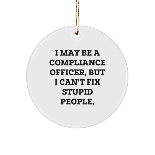 Funny Compliance Officer Christmas Unique Gift for Men - 'I May Be A Compliance Officer, But...' Circle Ornament, Gifts from Friends - Image 1
