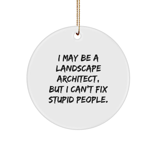 Funny Landscape Architect Gifts, I May Be A Landscape Architect, But I Can't Fix Stupid People., Circle Ornament for Christmas, Gifts from Friends to Landscape Architect - Image 1