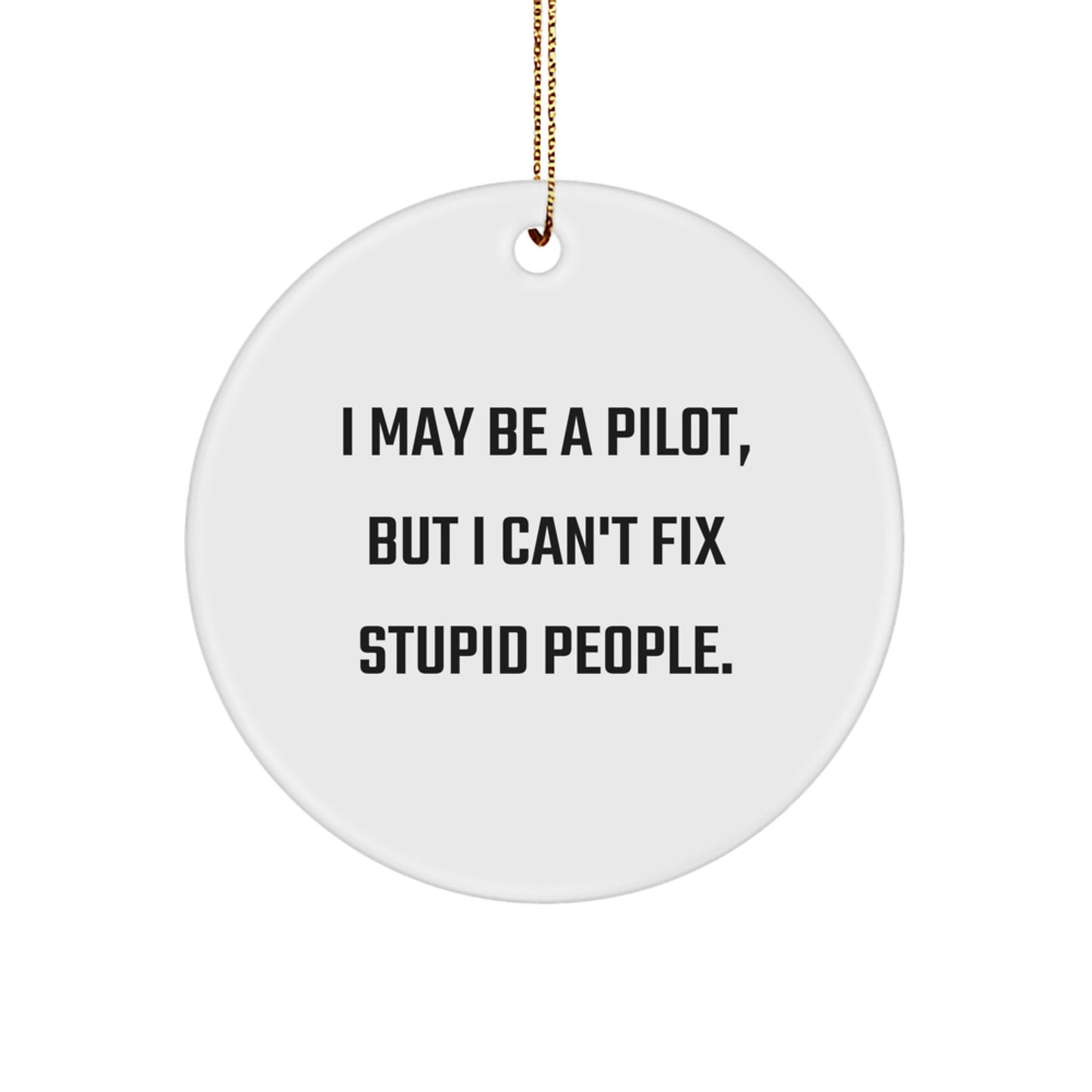Funny Pilot Gift, I May Be A Pilot, But I Can't Fix Stupid People. - Christmas Circle Ornament for Men, Women, Friends, Coworkers, Family - Image 1
