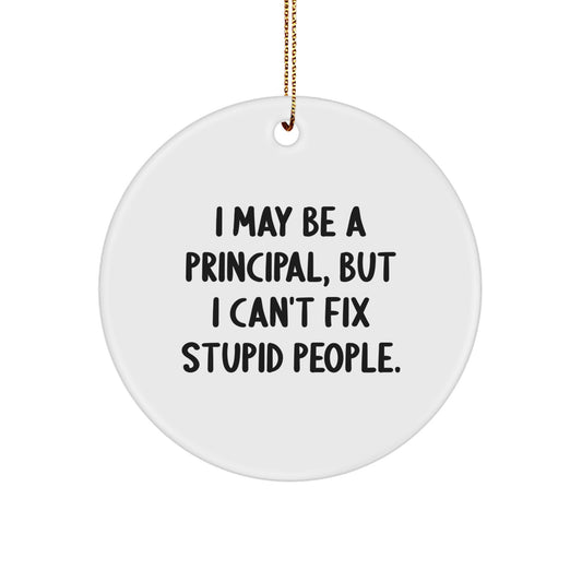 Funny Principal Gifts - 'I May Be A Principal, But...' Circle Ornament for Men, Women, Friends, Coworkers, Family - Christmas Unique Gifts from Friends, Coworkers, Family - Image 1