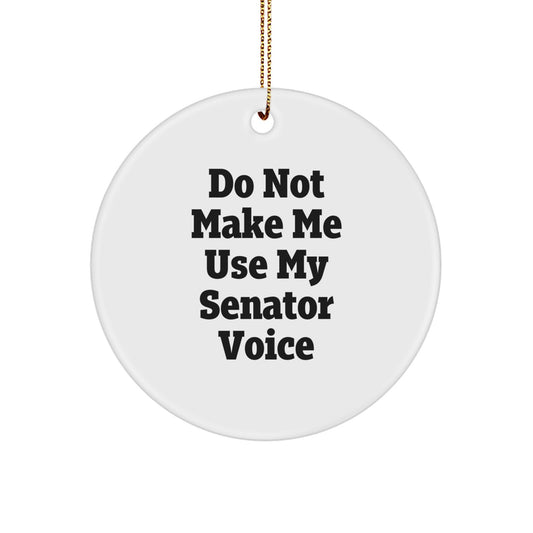 Senator Gifts from Friends and Family - Circle Ornament, 'Do Not Make Me Use My Senator Voice', Funny Christmas Memorable Present, Gifts for Senator, Senator Ornament - Image 1