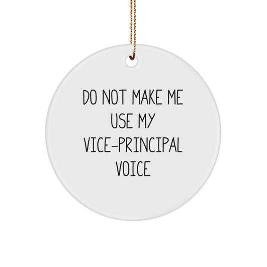 Funny Vice-principal Gifts for Christmas - 'Do Not Make Me Use My Vice-principal Voice' Circle Ornament for Family, Friends, or Coworkers - Image 1
