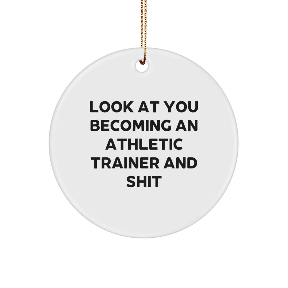 Funny Athletic Trainer Gifts from Friends - Circle Ornament with Look At You Becoming An Athletic Trainer And Shit Quote, Perfect for Christmas - Image 1