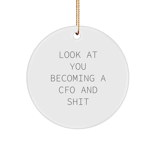 Funny CFO Gifts for Men, 'Look At You Becoming A CFO And Shit' Circle Ornament, Christmas Unique Gifts from Friends, Coworkers, or Family - Image 1
