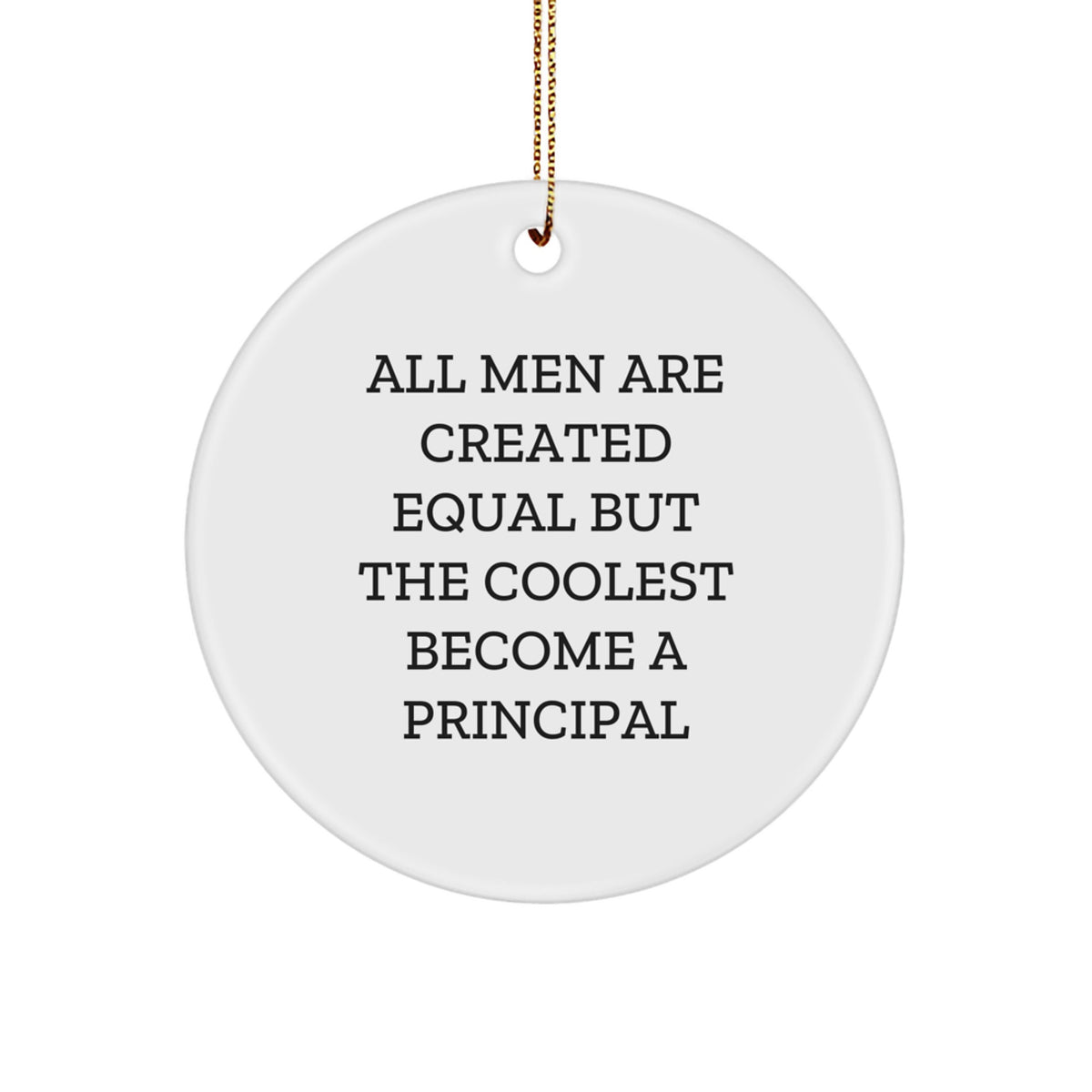 Funny Principal Gifts from Men, Circle Ornament for Principal, All Men Are Created Equal But The Coolest Become A Principal, Christmas Unique Gifts for Family - Image 1