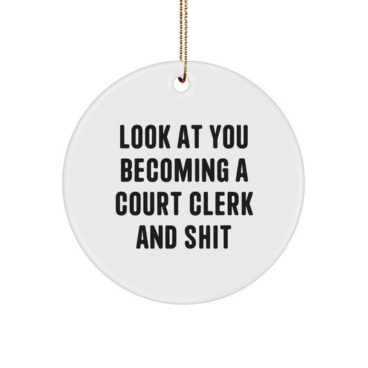 Funny Court Clerk Gifts for Court Clerk, Circle Ornament, Christmas Unique Presents from Friends or Family - Image 1