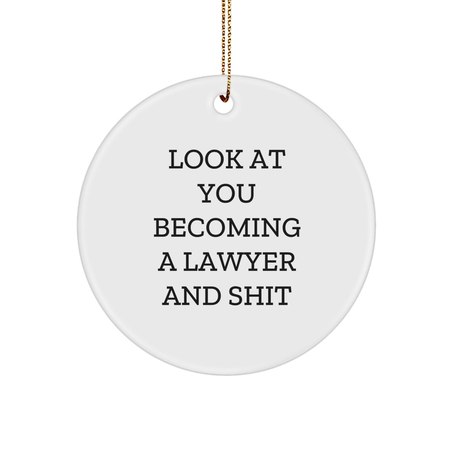 Funny Lawyer Gifts from Friends and Family for Christmas Unique Circle Ornaments - Look At You Becoming A Lawyer And Shit - Image 1
