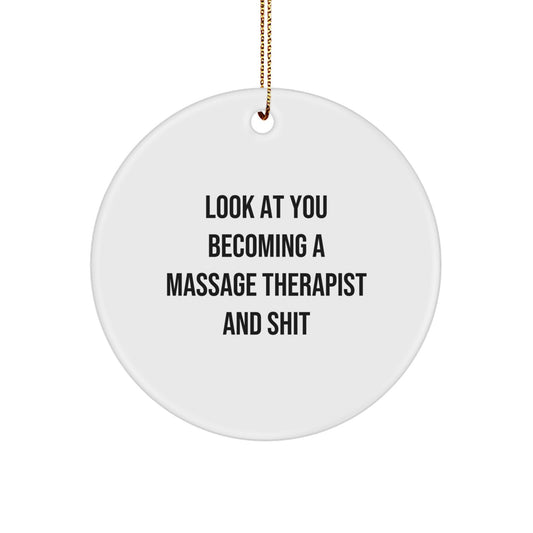 Funny Massage Therapist Circle Ornament - Gifts from Friends to Massage Therapist on Christmas Unique Gifts - Image 1