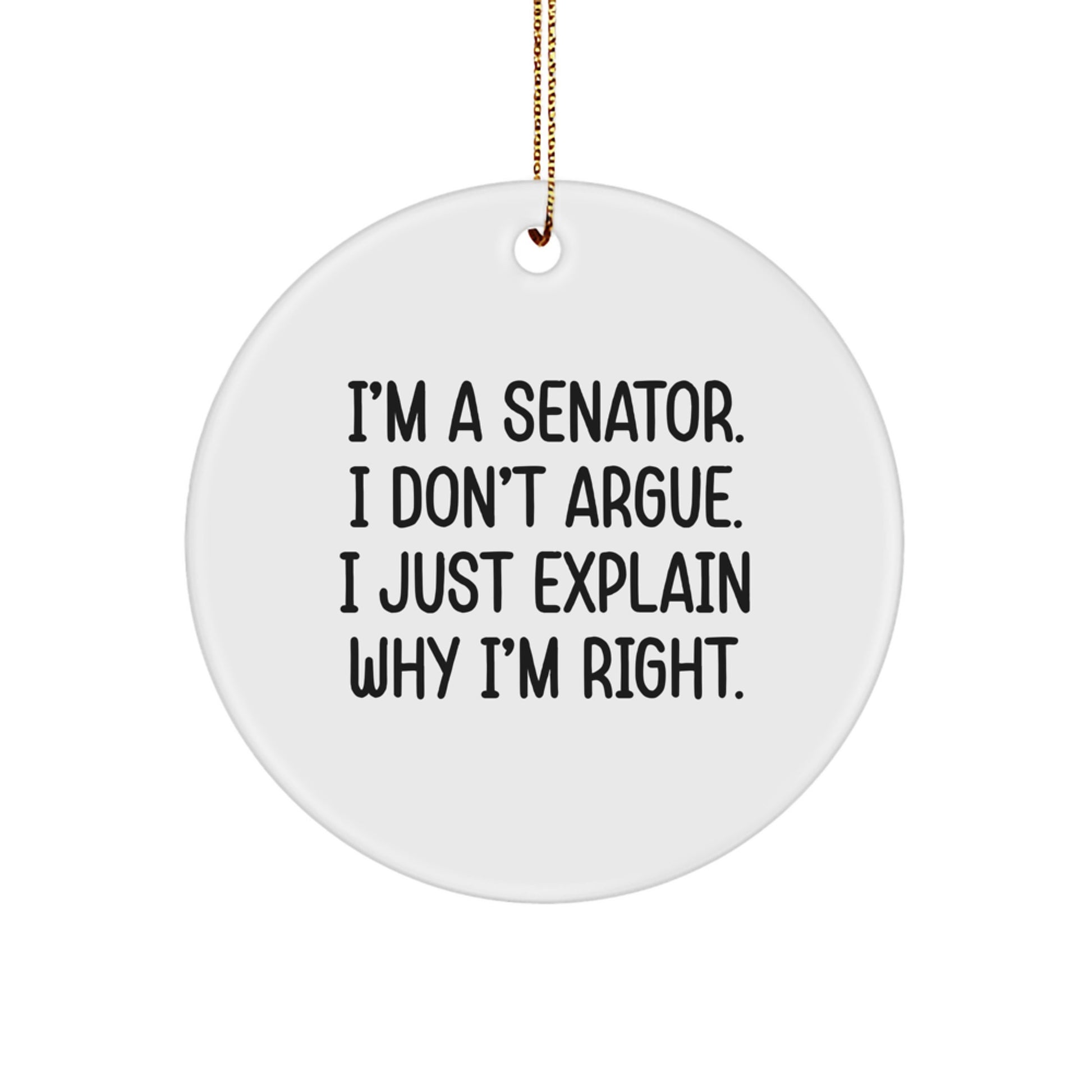 Funny Senator Circle Ornament, Gifts from Friends to Senator, Christmas Unique Gifts, Inspirational Senator Ornaments - Image 1