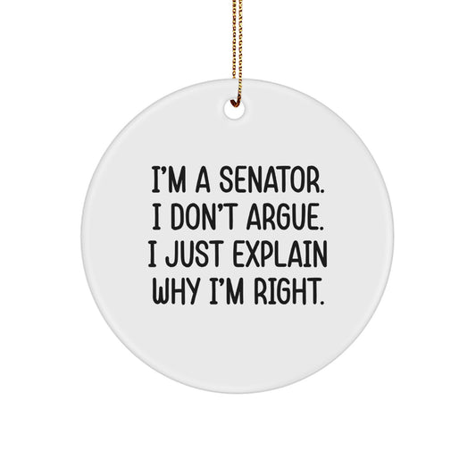 Funny Senator Circle Ornament, Gifts from Friends to Senator, Christmas Unique Gifts, Inspirational Senator Ornaments - Image 1