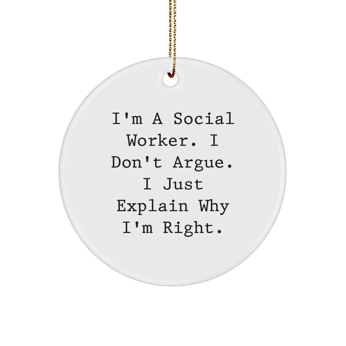 Funny Social Worker Gifts from Men to Coworkers, Circle Ornament for Christmas Unique Presents - Image 1