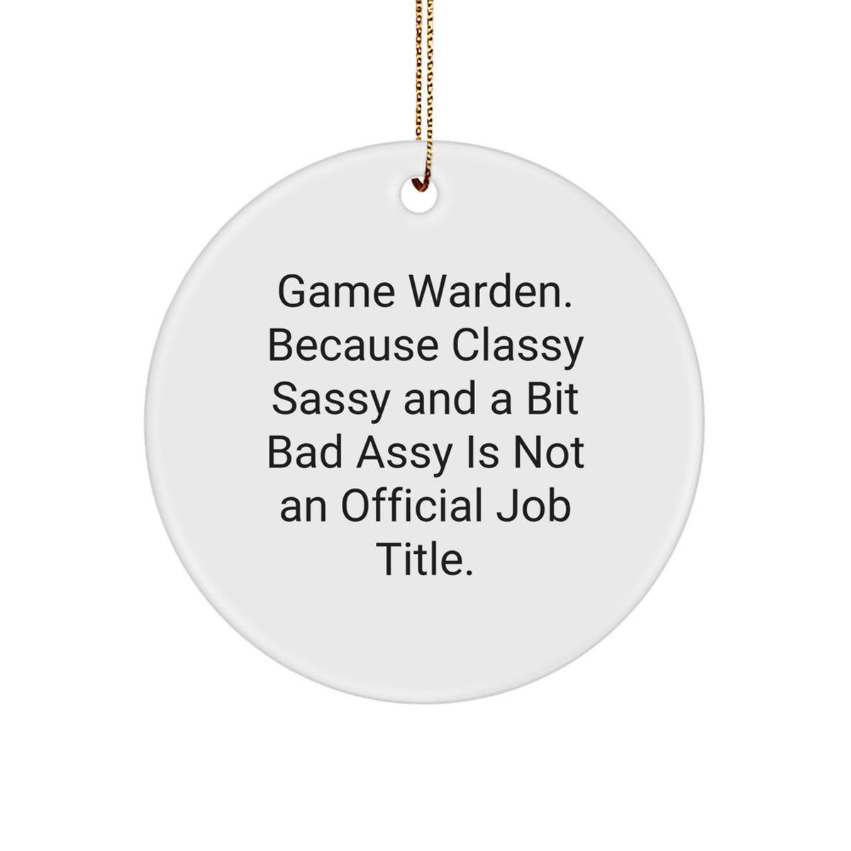 Funny Game Warden Gifts from Men, Christmas Unique Gifts for Game Wardens, Circle Ornament Quote - Classy Sassy And A Bit Fearlessy Is Not An Official Job Title. - Image 1