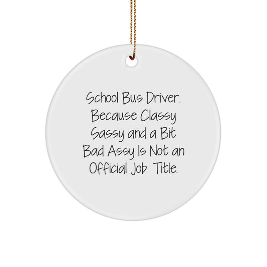 Funny School Bus Driver Gifts for Christmas - Circle Ornament for Men or Women Friends Family - School Bus Driver Quote - Image 1