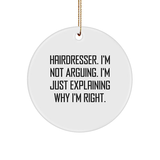 Funny Hairdresser Gifts from Friends Circle Ornament | Christmas Unique - Image 1