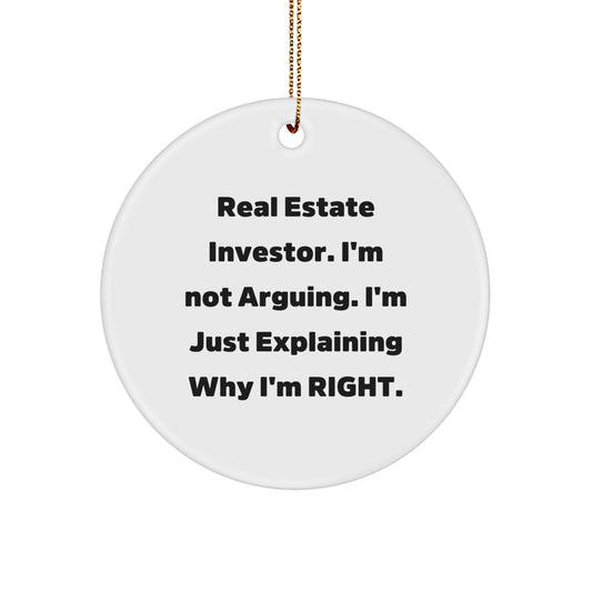 Funny Real Estate Investor Gifts from Friends - Cute Circle Ornament for Men, Women, Coworkers - Inspirational Quote Decorative Christmas Unique Gifts - Image 1