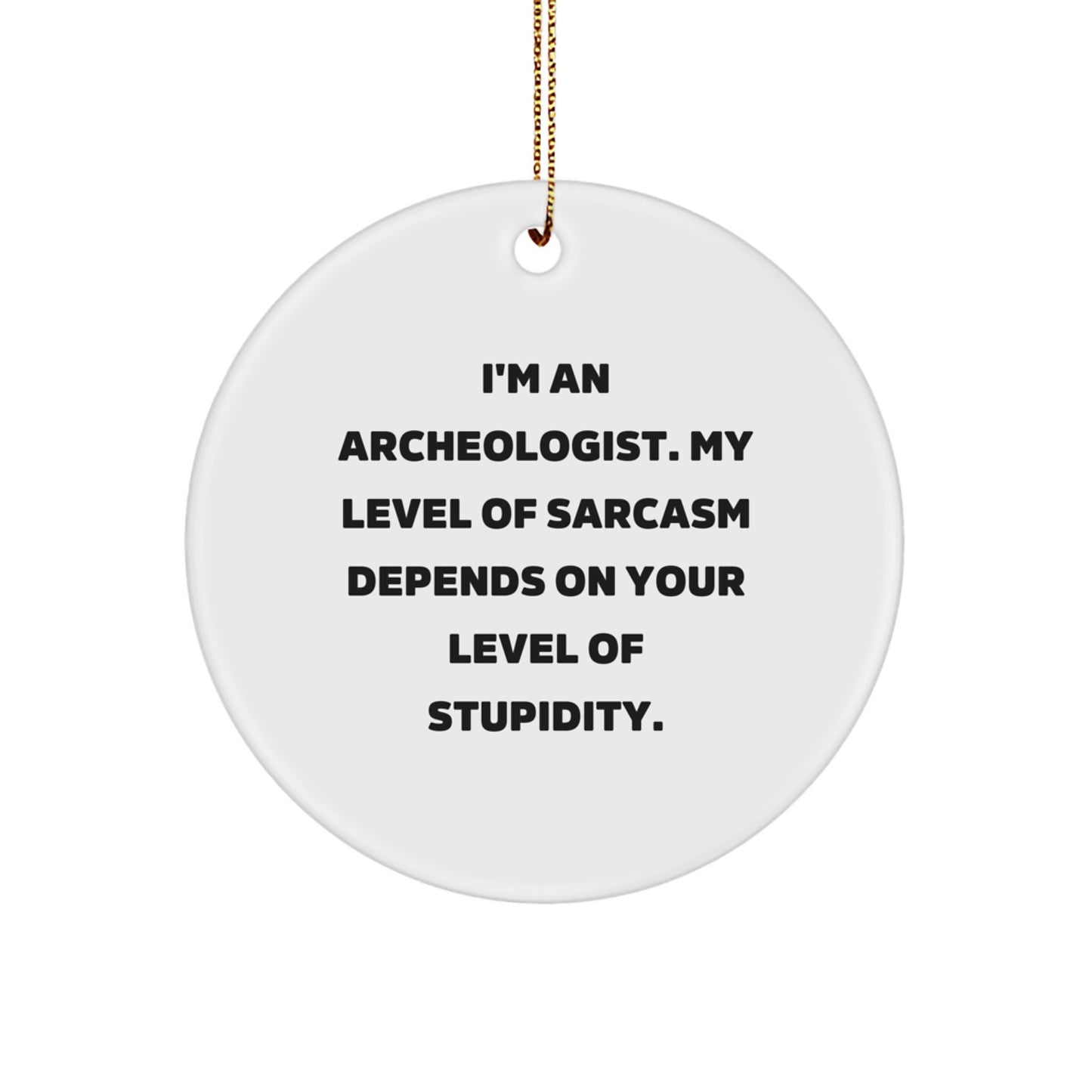 Funny Archeologist Gifts, Circle Ornament, 'Sarcasm Depends On Your Stupidity' Quote, Perfect for Archeology Lovers, Gifts for Family and Friends at Christmas - Image 1