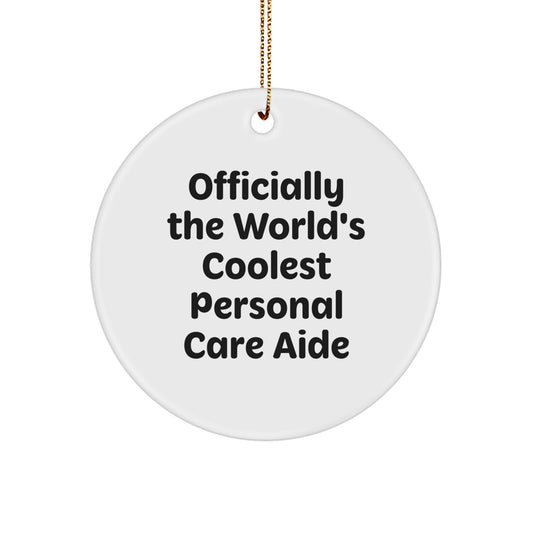 Funny Circle Ornament Gifts for Personal Care Aide, Gifts from Friends and Family, Officially The World's Coolest Personal Care Aide, Unique Christmas Decorations - Image 1