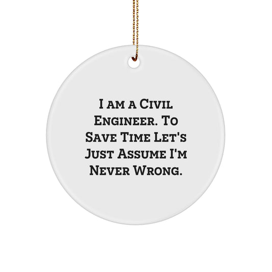 Civil Engineer Gifts for Men Funny Christmas Circle Ornament - Image 1