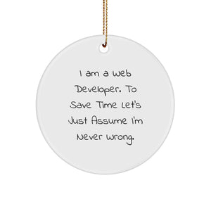 Funny Web Developer Circle Ornament for Christmas Unique Gifts from Men - Image 1