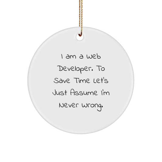 Funny Web Developer Circle Ornament for Christmas Unique Gifts from Men - Image 1