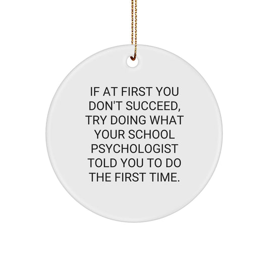 Funny School Psychologist Gifts for School Psychologists, Unique Christmas Ornament, If At First You Don't Succeed Quote - Gifts from Friends - Image 1