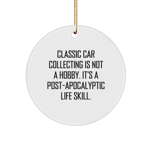 Classic Car Collecting Enthusiasts Christmas Circle Ornament Funny Gift for Men, Friends, and Family from Classic Car Collecting Lovers - Image 1