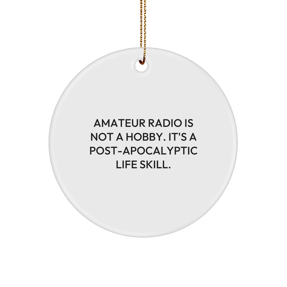 Funny Amateur Radio Gifts from Men, Unique Circle Ornament for Amateur Radio Enthusiasts, Christmas Unique Decorations, 'Amateur Radio Is Not A Hobby. It's A Post-apocalyptic Life Skill.' - Image 1
