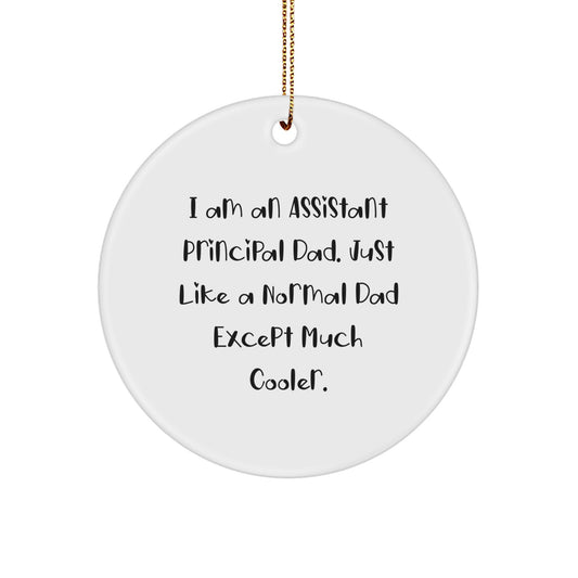 Funny Assistant Principal Dad Gifts from Men to Assistant Principal Christmas Unique Circle Ornament - Image 1