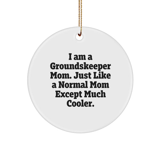 Funny groundskeeper Gifts from Friends, Christmas Unique Gifts for groundskeeper Mom, Circle Ornament - Image 1