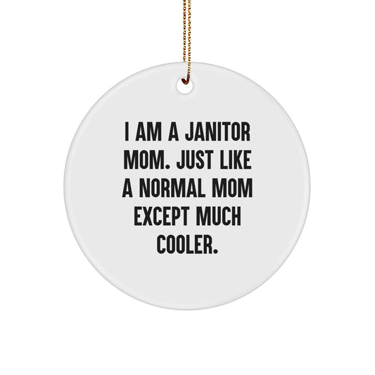 Janitor Mom Gifts from Friends - Funny Circle Ornament for Janitor Women - White Christmas Unique Ornaments for Janitor Men - Image 1