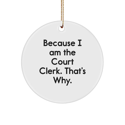 Court Clerk Keepsake Christmas Ornament for Him Brightly Printed Gift - Image 1