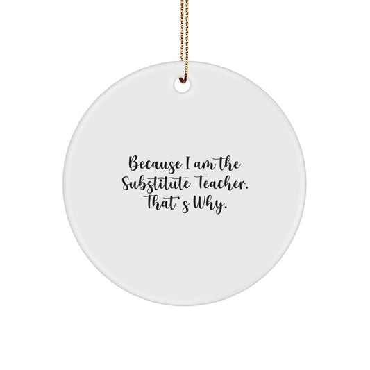 Christmas Gift for Her Substitute Teacher Circle Ornament Present - Image 1