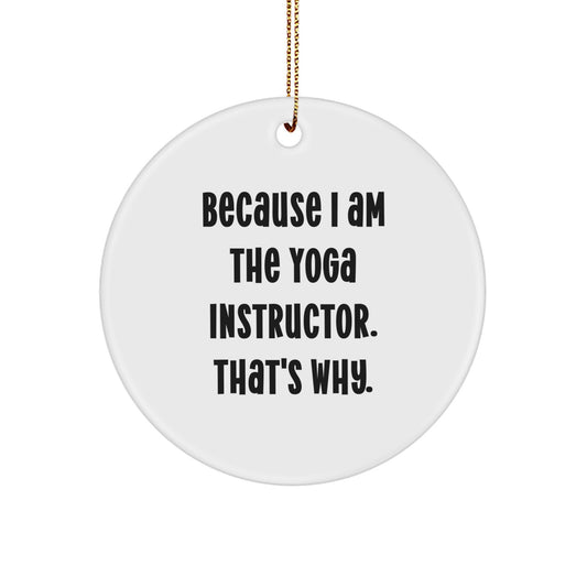 Yoga Instructor White Circle Ornament for Coworkers Idea Christmas Gift - Image 1