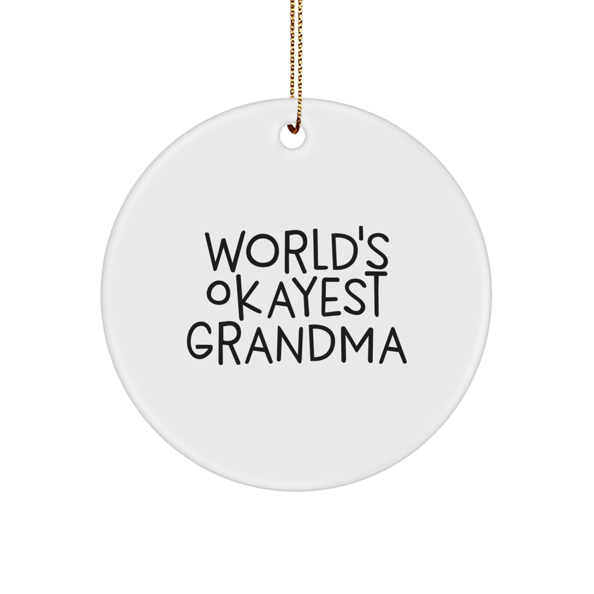 Christmas Ornament for Mom Present World's Okayest Grandma Gift - Image 1