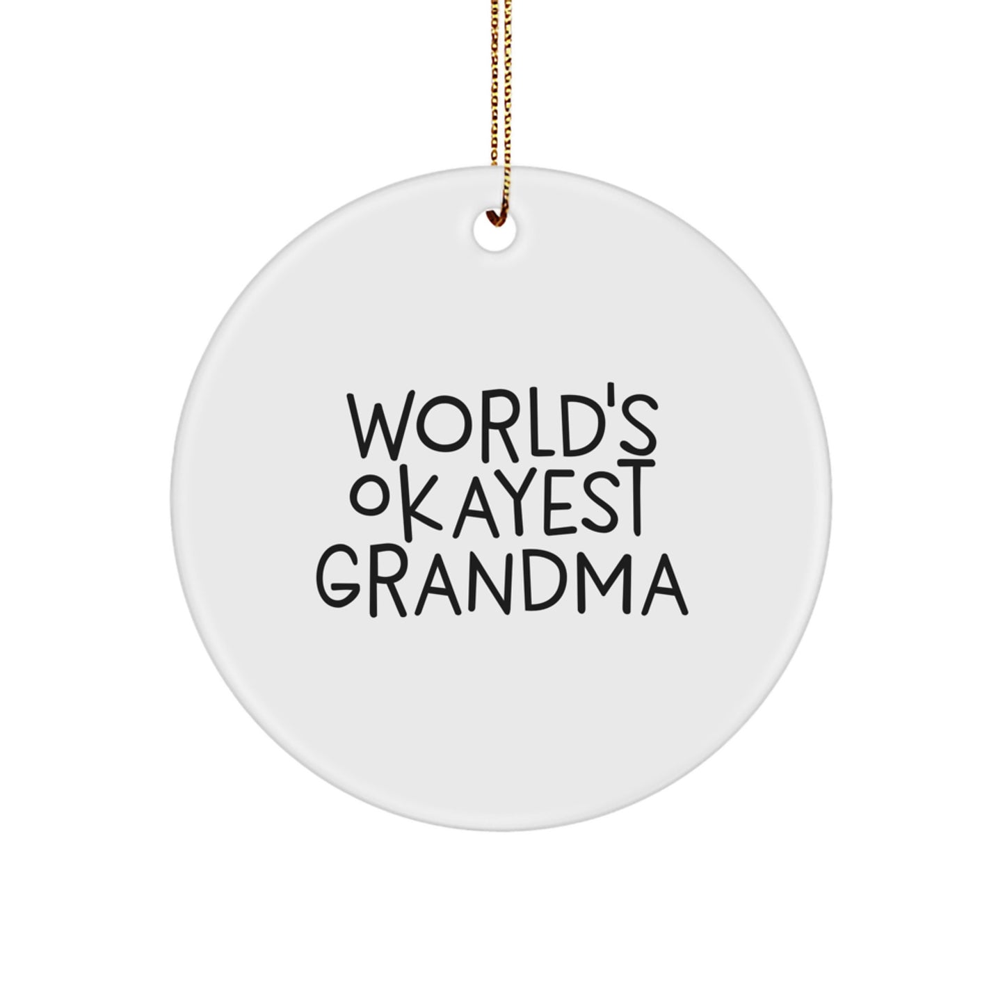 Christmas Ornament for Mom Present World's Okayest Grandma Gift - Image 1
