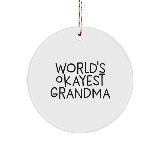 Christmas Ornament for Mom Present World's Okayest Grandma Gift - Image 1