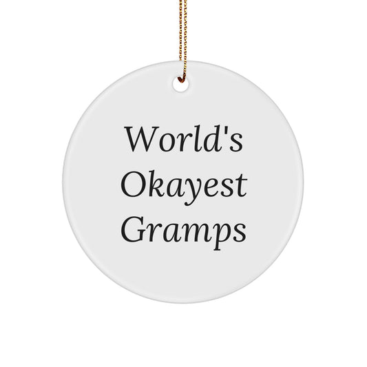 Humorous Christmas Ornament Gift for Friends - World's Okayest Gramps - Image 1