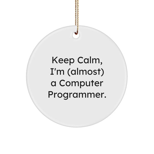 Funny Computer Programmer Christmas Circle Ornament Gifts from Family Friends to Men Women Coworkers - Image 1