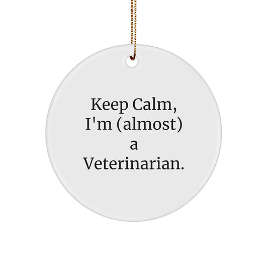 Family Veterinarian Christmas Ornament Gift - Keep Calm, I'm (almost) A - Image 1