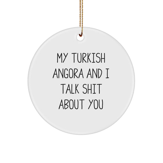 Funny Turkish Angora Cat Circle Ornament Gifts from Friends for Christmas - Image 1