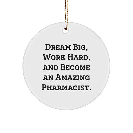 Inspirational Pharmacist Gifts, Funny Quote Circle Ornament, Gifts from Family for Pharmacist, Unique Christmas Memorable Presents - Image 1