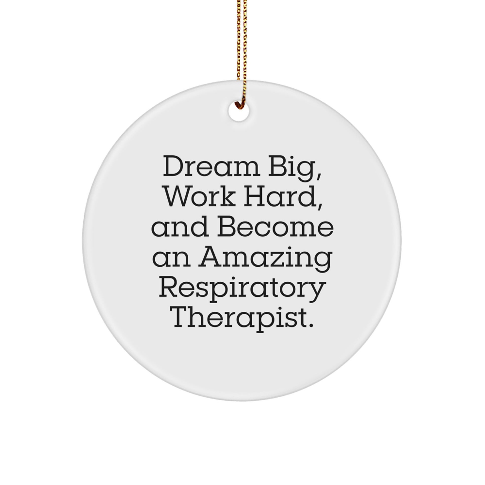 Respiratory Therapist Gifts Inspirational Quotes Funny Circle Ornament, Gifts from Family for Respiratory Therapist Men Women Coworkers, Dream Big Work Hard MDF Christmas Ornament - Image 1