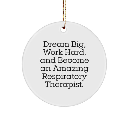 Respiratory Therapist Gifts Inspirational Quotes Funny Circle Ornament, Gifts from Family for Respiratory Therapist Men Women Coworkers, Dream Big Work Hard MDF Christmas Ornament - Image 1