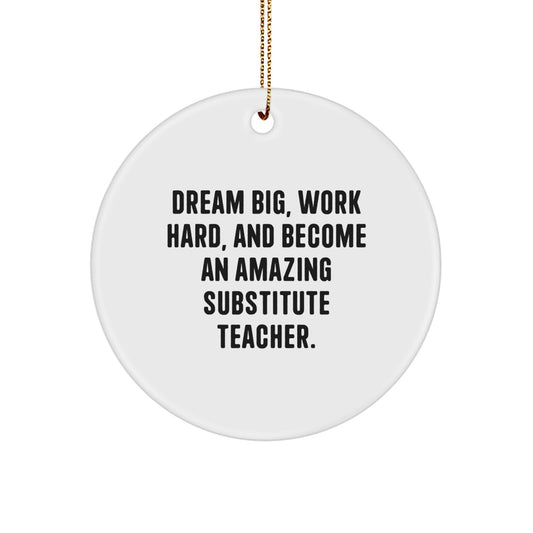 Funny Inspirational Substitute Teacher Circle Ornament Gifts from Friends for Christmas - Image 1