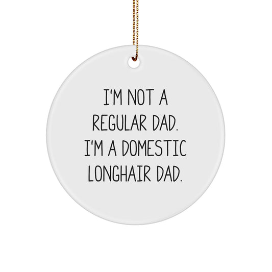 Funny Domestic Longhair Cat Gifts for Men from Family - I'm Not A Regular Dad. I'm A Domestic Longhair Dad. Circle Ornament - Image 1