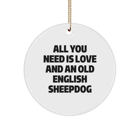 Funny Old English Sheepdog Circle Ornaments for Christmas Unique Gifts from Friends, Perfect for Old English Sheepdog Lovers - Image 1