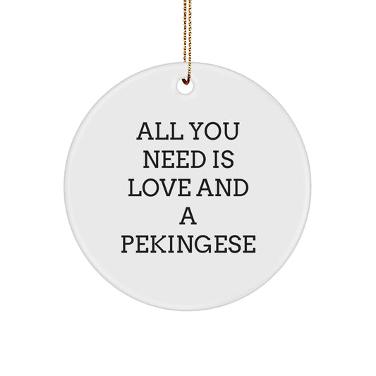 Unique Pekingese Dog Christmas Circle Ornament Gifts from Family and Friends Perfect for Home Decor - Image 1