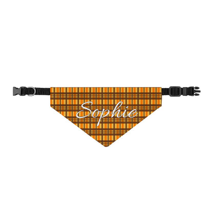 Personalized Fall Plaid Dog Bandana with Name – Clip-On Collar